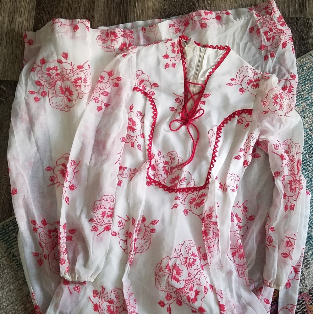 VTG RARE! Gunne Sax Style Floral Prarie Dress 70s